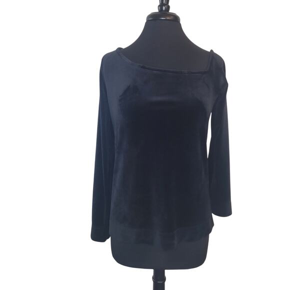 Lilly Pulitzer Velour Pullover – Black – Size L – Cold Shoulder - Picture 1 of 8